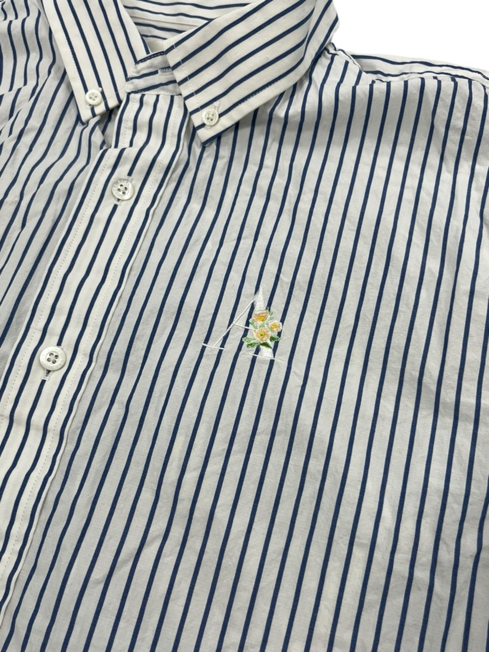 Aime Leon Dore Men’s Dress Shirt Blue White Embroidered Classic Fit L